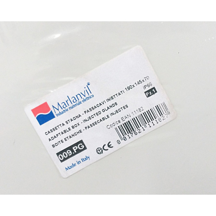 Marlanvil 009.PG - Cassetta Stagna IP66 - Passacavi Iniettati 190x145x70mm