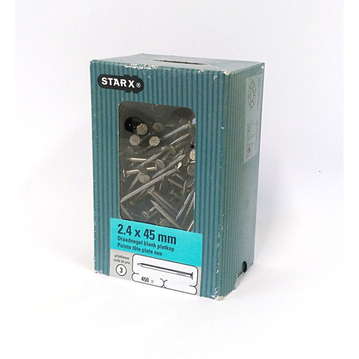 STARX 47.105.20 - Chiodo a Punta con Testa Piatta 2.4x45mm - Confezione da 450gr