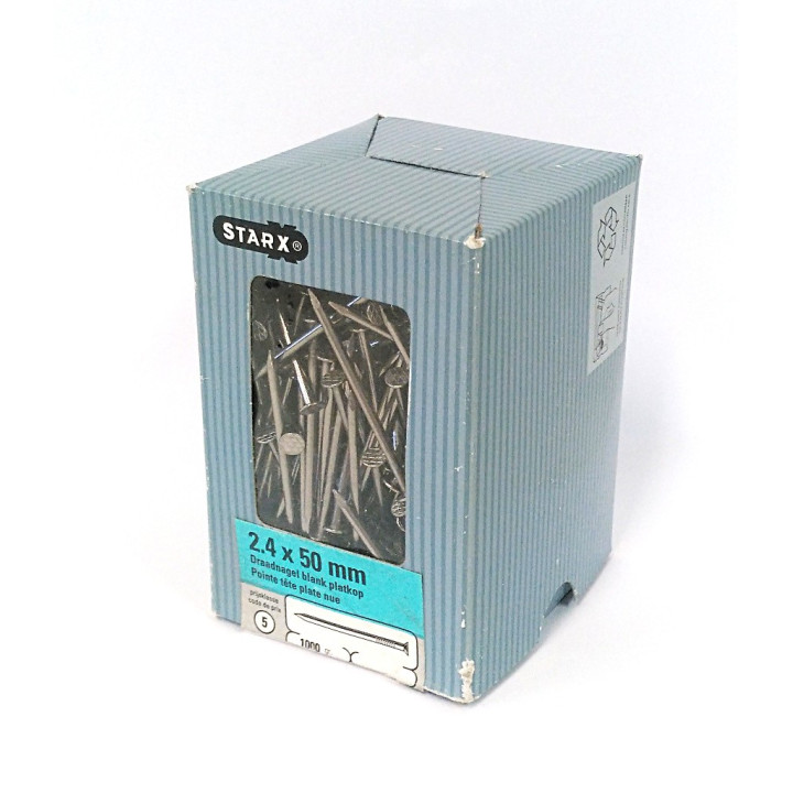 STARX 47.105.58 - Chiodo a Punta con Testa Piatta 2.4x50mm - Confezione da 1000gr