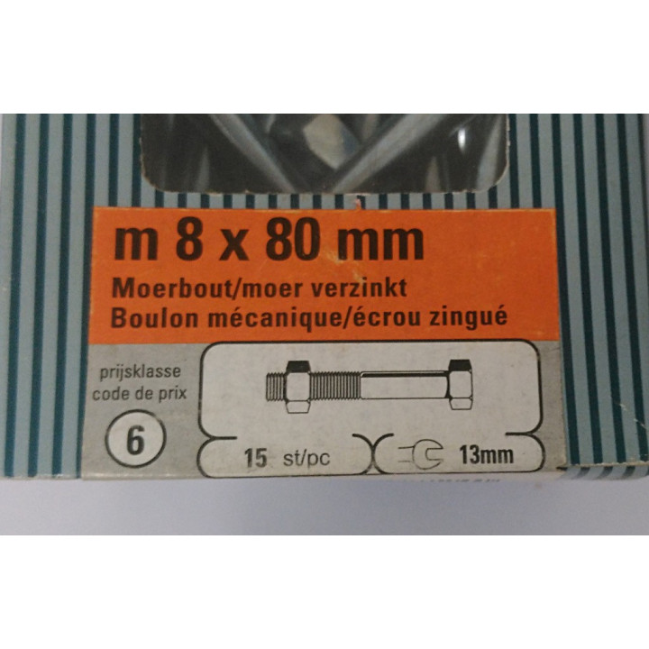 STARX 47.976.13 - 15 x Bullone + Dado M8x80mm Zincato