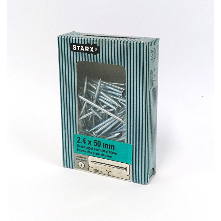 STARX 47.100.38 - Chiodo a Punta con Testa Piatta 2.4x50mm - Confezione da 200gr