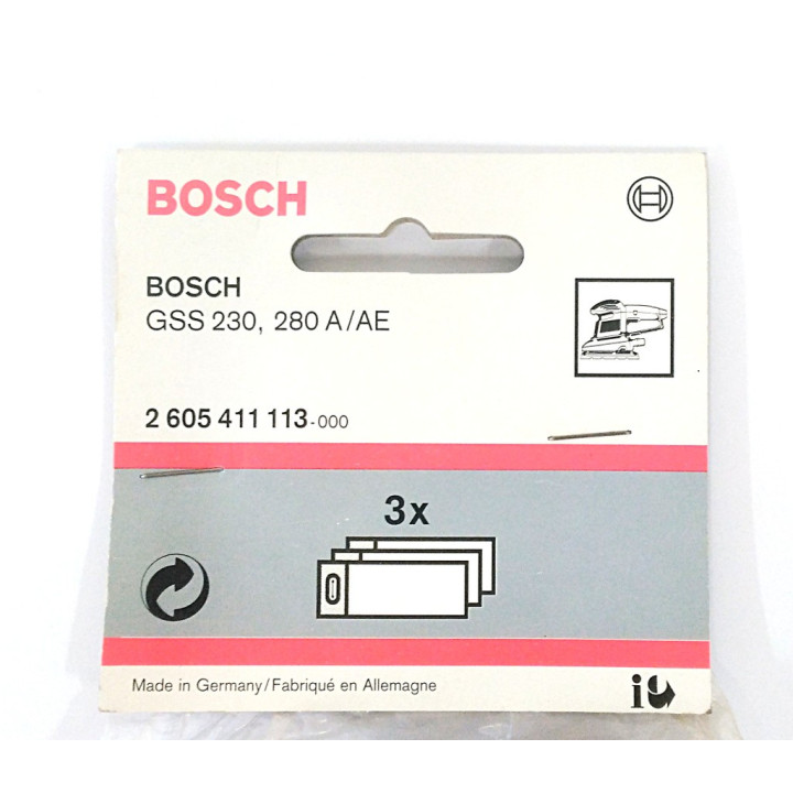 Bosch 2605411113 - 3 x Sacchetto Raccogli Polvere per Levigatrici Orbitali
