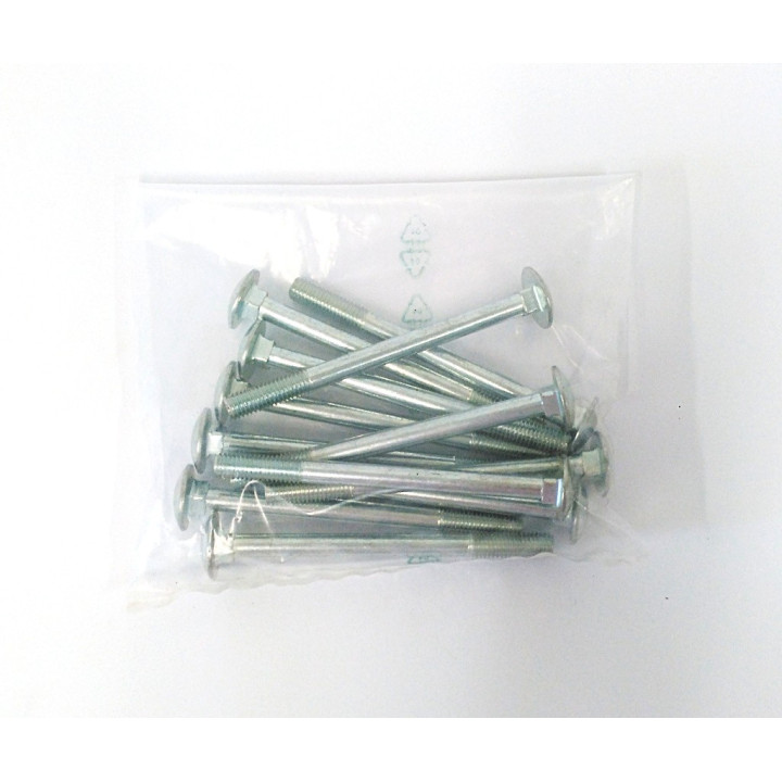 12 x Bullone Testa Tonda M8x100mm Zincato - Gambo Parzialmente Filittato