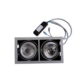 ilmas XM2478-2(QR111)(GS) - Doppia Luce da Incasso in Metallo con Lampada QR111  - Nero/Silver