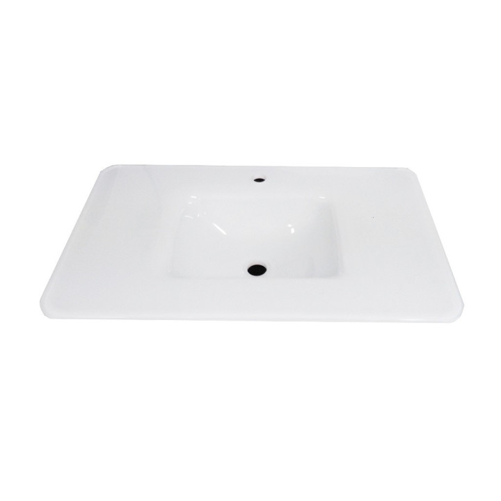 Lavabo da Incasso con Vaschetta Centrale 84,5x51,5cm - Conglomerato Tecnico Bianco Opaco