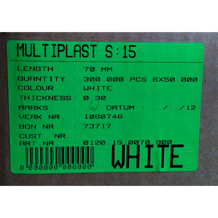 Laccetto Chiudi Sacchetto Multiplast S:15 70mm - Bianco