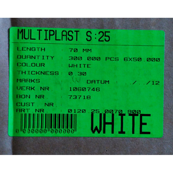 Laccetto Chiudi Sacchetto Multiplast S:25 70mm - Bianco