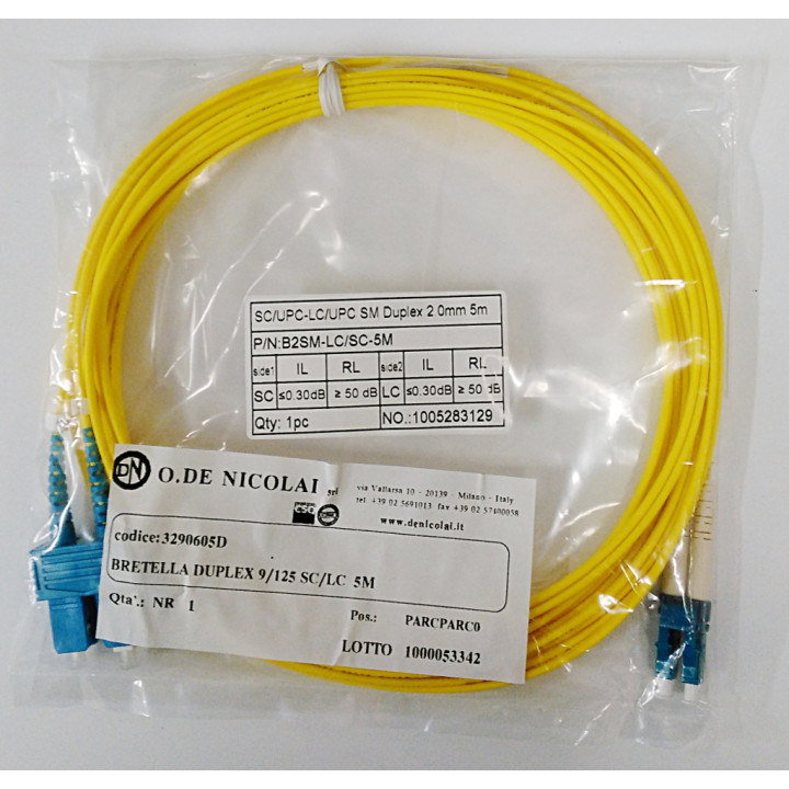 Bretella Duplex 9/125 2mm SC-LC 5Mt