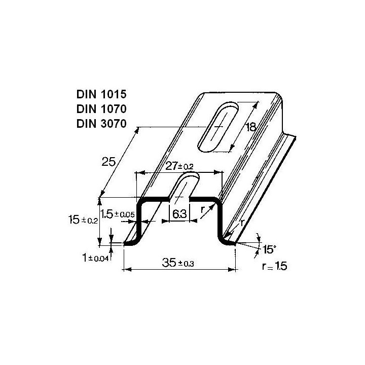 E.Z.W. - Guida DIN Simmetrica Forata L. 24,5cm