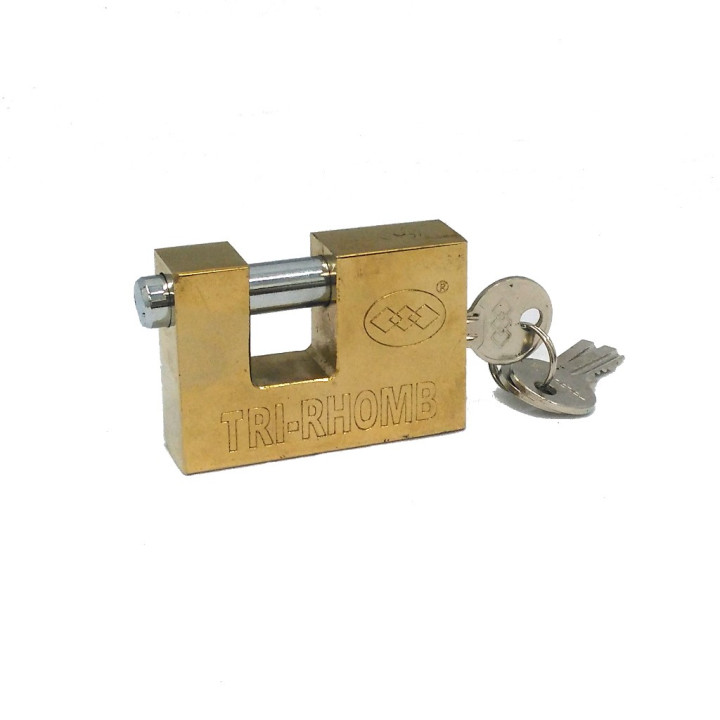 TRI-RHONB - Lucchetto Rettangolare in Ottone con Chiavi 70x50x20mm