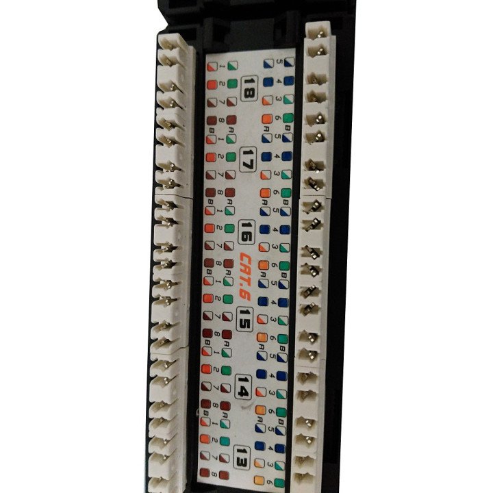 Patch Panel 24 Porte Cat.6 Nero Rack 19