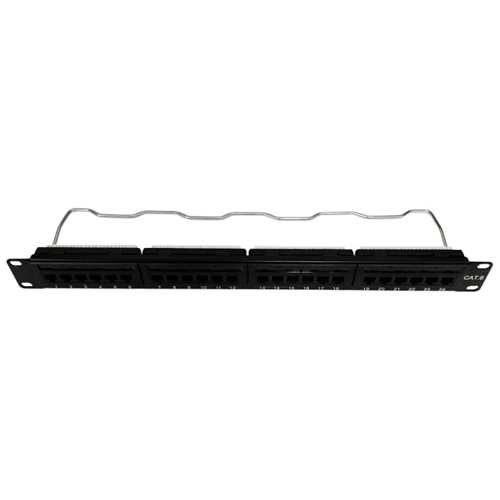 Patch Panel 24 Porte Cat.6 Nero Rack 19