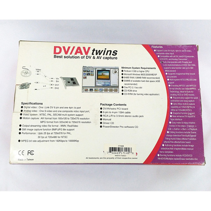 VideoHome DV/AV-twins-Digital Firewire-Analog Video Capture-DV/AV Capture PCI Card Windows