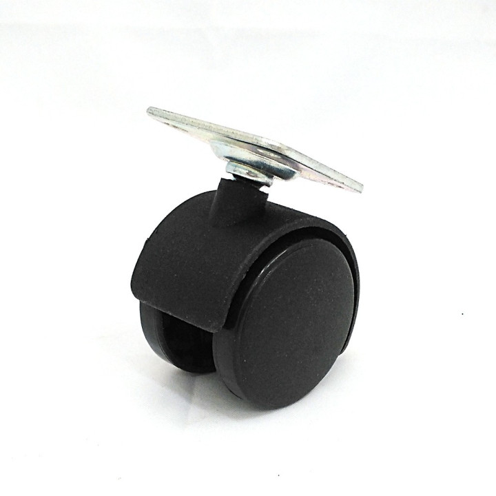 Ruota in Plastica con Supporto Rotante in Acciaio Zincato Ø 40mm Portata Max 15kg - Nero