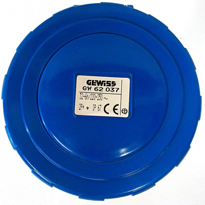 Gewiss GW62037 - Spina Mobile Industriale 32A-6H - 2P+T - 220-250V - IP67