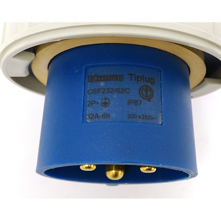 Btcino CSF232/62C - Spina Fissa Industriale a 90° 34A-6H - 200/250V - 2P+T IP67