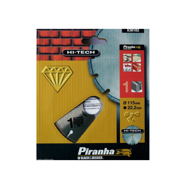 Piranha X38102 Disco Diamantato a Corona Segmentata per Pietra 115x22.2mm