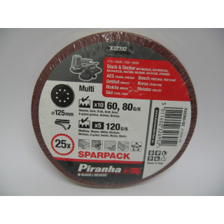 Piranha X32392 Set Dischi Abrasivi per Levigatrice 125mm