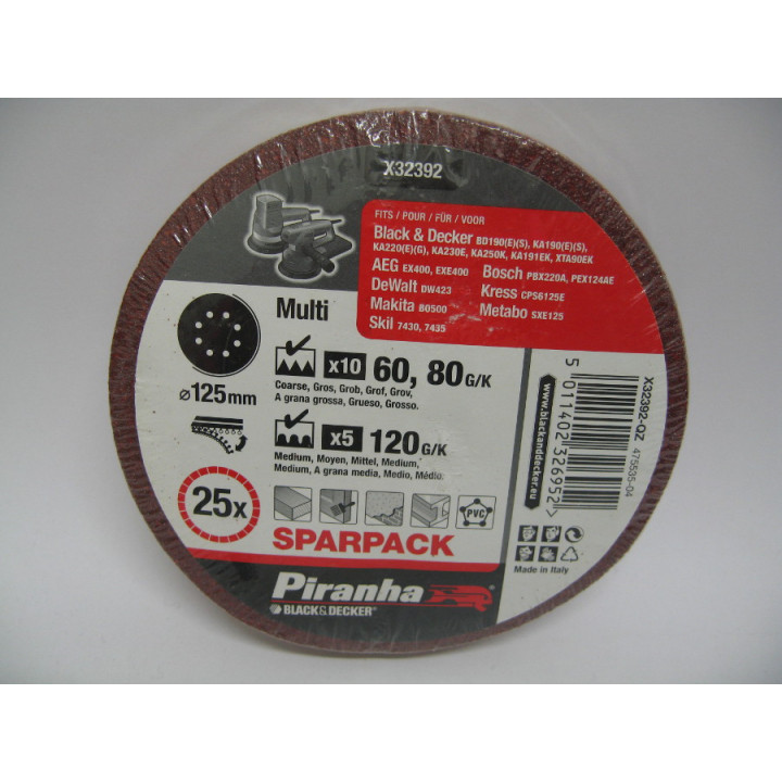 Piranha X32392 Set Dischi Abrasivi per Levigatrice 125mm