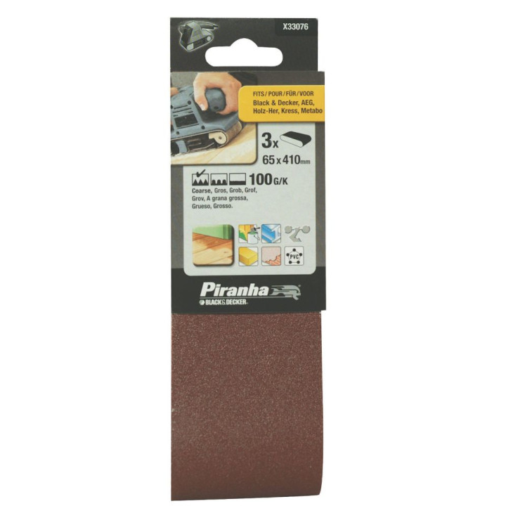 Piranha X33076 Nastri Abrasivi 65x410mm 100G/K