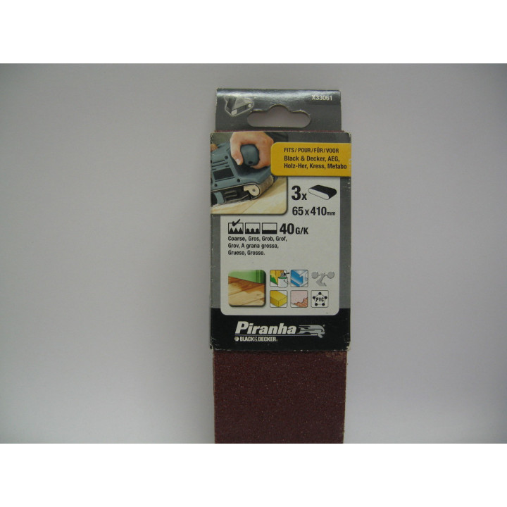 Piranha X33061 Nastri Abrasivi 65x410mm 40G/K
