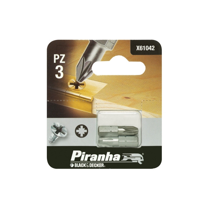 Piranha X61042  2 Inserti Croce da 25mm PZ 3 per Trapano ed Avvitatore da 25mm