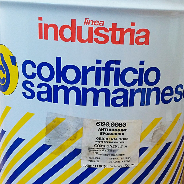 Colorificio Sammarinese 6120.0080-Smalto Antiruggine Epossidica Grigio RAL7035 - Componente A-25Kg