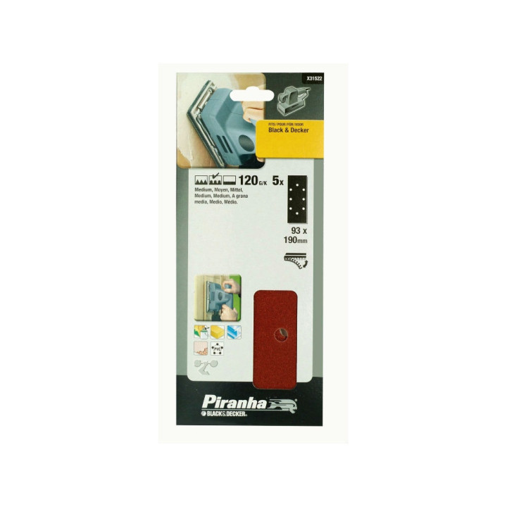 Piranha X31522 Strisce Abrasive 93x190mm 120G/K