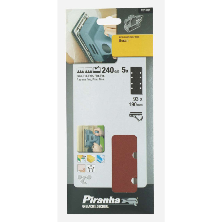 Piranha X31592 Strisce Abrasive 93x190mm 240G/K per Bosch