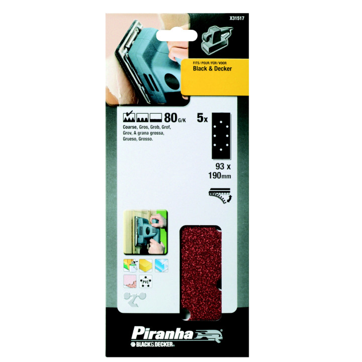 Strisce Abrasive 93x190mm 80G/K per Black & Decker