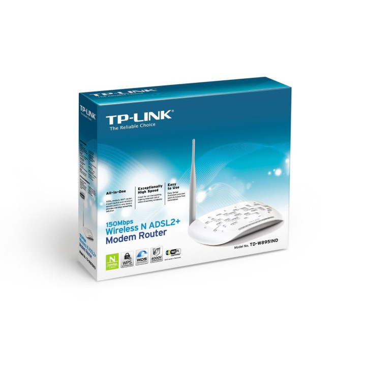 TP Link Router ADSL2+ Wireless N 150Mbps + 4xLAN (W8951ND)