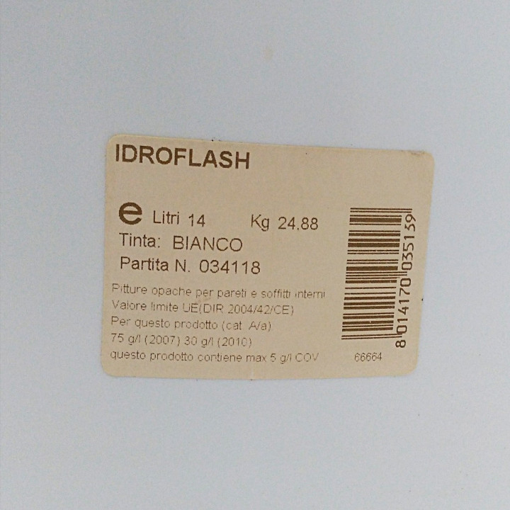 SAFRA - Idropittura Traspirante Micronizzata ad Alto Solido IDROFLASH Bianco - 14Lt/24,88Kg