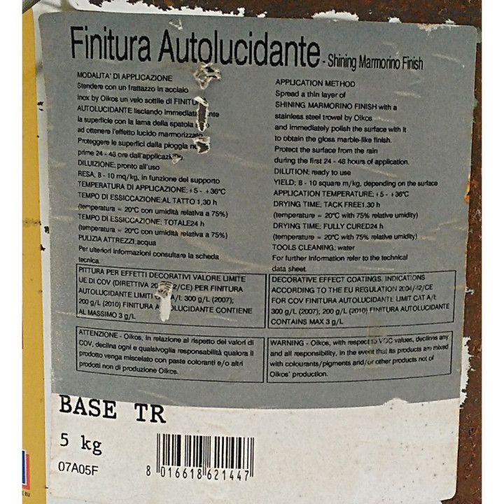 OIKOS 07A05F - Finitura Autolucidante Linea Centri Storici BASE TR - 5Kg