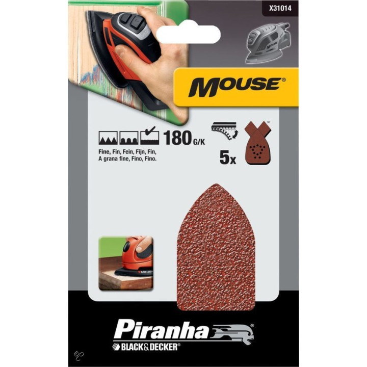 Piranha X31014 Set di Fogli Abrasivi per Levigatrice Mouse 180G/K