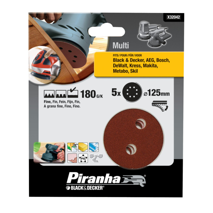 Set Floor Discs Random Orbital Sander 125mm 180G/K