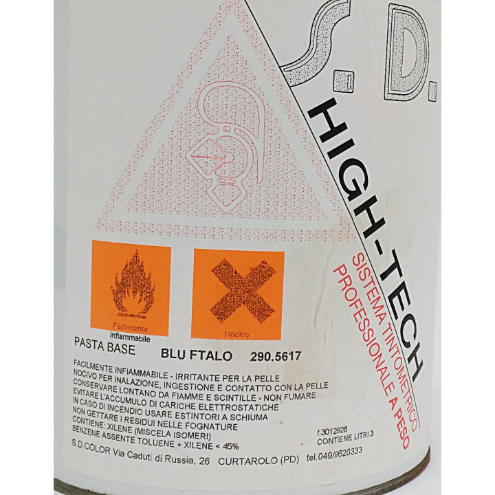 S.D.Color 290.5617 - Pasta Base HIGH-TECH - Blu Ftalo - 3Lt