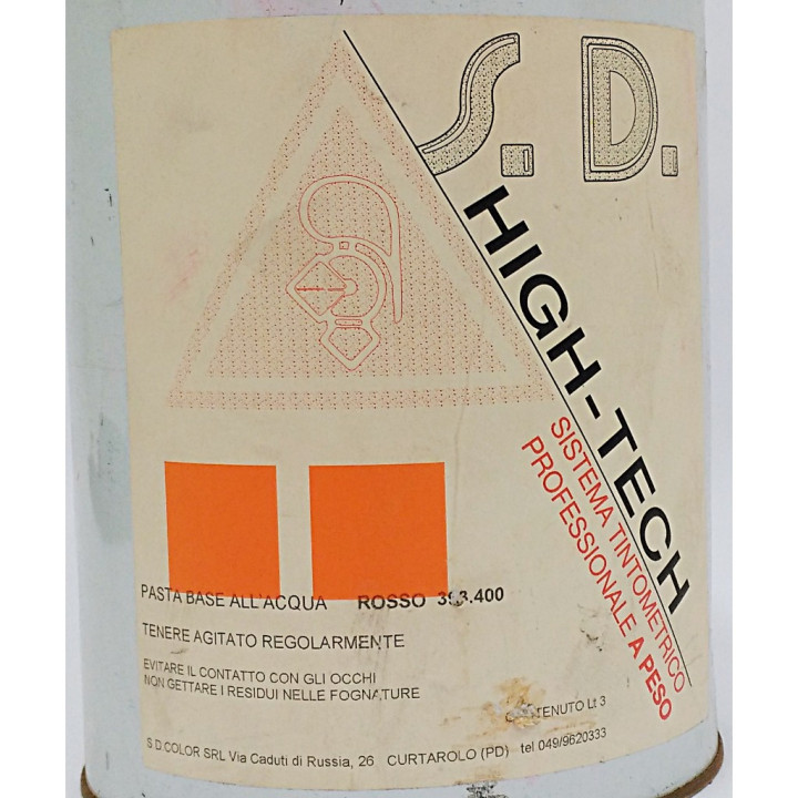 S.D.Color 393.400 - Pasta Base all'Acqua HIGH-TECH - Rosso - 3Lt