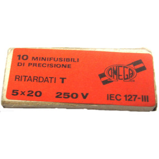 OMEGA IEC127 - 10 x Minifusibili di Precisione Ritardati in Vetro 50x20 - 250V.