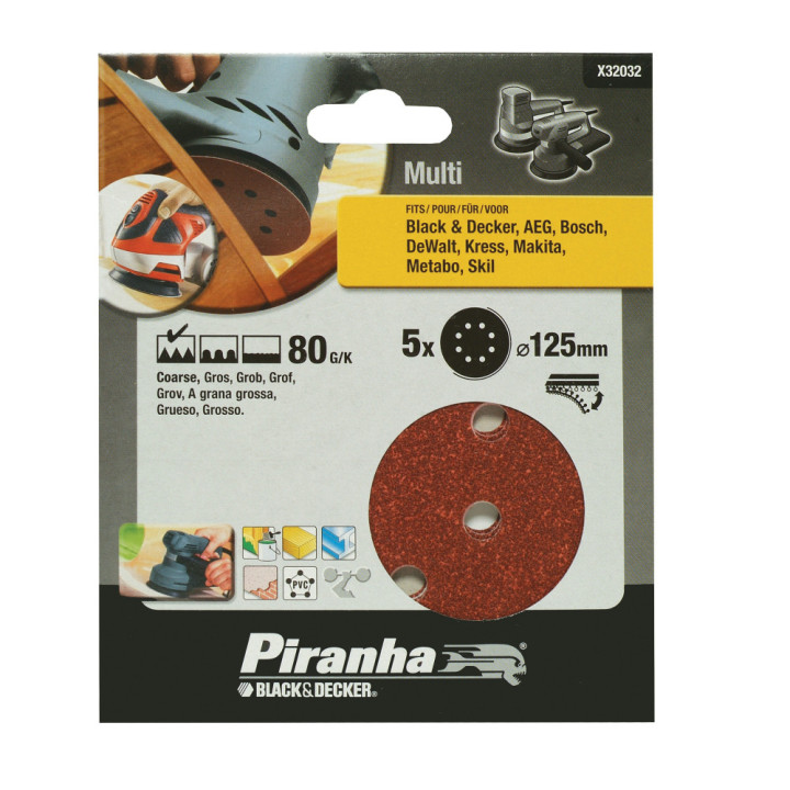 Set Floor Discs Random Orbital Sander 125mm 80G/K
