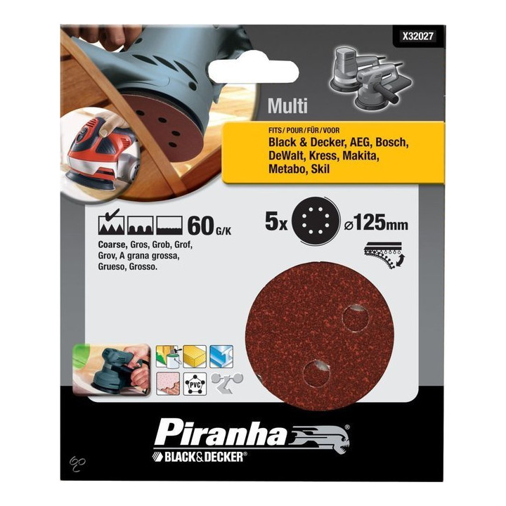 Set Floor Discs Random Orbital Sander 125mm 60G/K