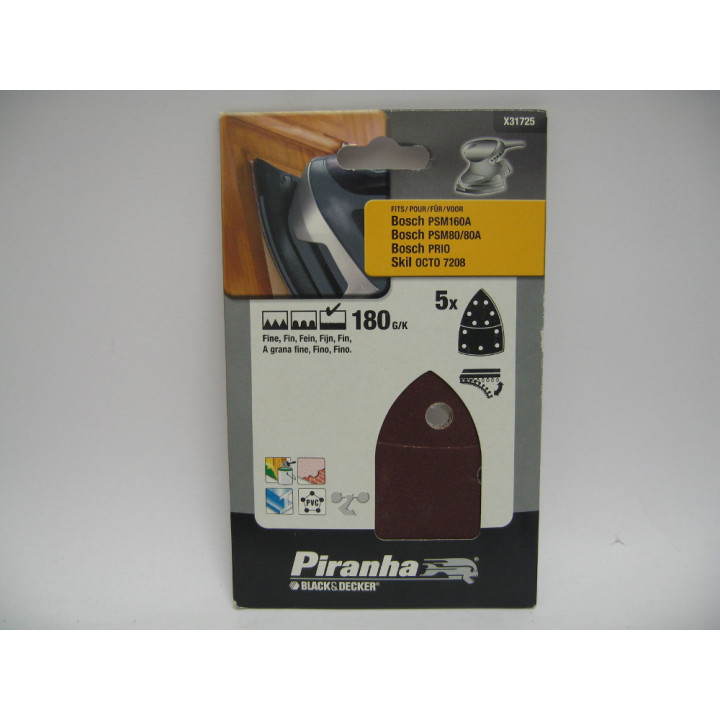 Piranha X31725 Set Fogli Abrasivi per Levigatrici Bosch e Skill 180G/K
