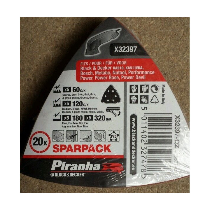 Piranha X32397 Set Fogli Abrasivi a Grana Mista per Levigatrice